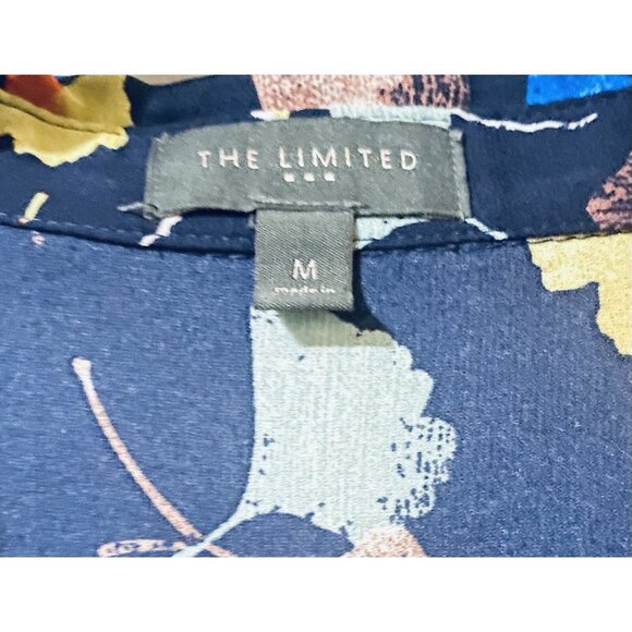 The Limited Top Womens Medium Navy Blue Floral Print Long Sleeve Artsy Boho - Picture 5 of 8